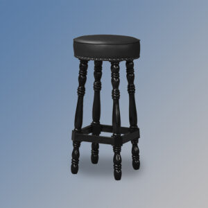 Saloon Bar Stool in French Noir and Black Faux Leather