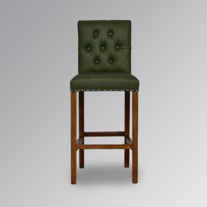 Ashford Chestnut Counter / Bar Stool in Green Faux Leather