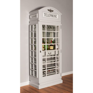 Drinks Cabinet - Telephone Box Home Bar in Grey Colour- Warehouse