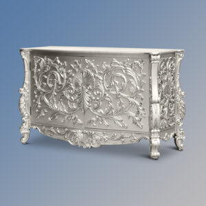 Louis XV Fluer Sideboard Cabinet - Silver Leaf