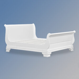Versailles Tiroir Sleigh Bed - Hi End Footboard in French White
