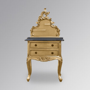Louis XV D'Or Gold Leaf - Bedside Cabinet With Marble Top