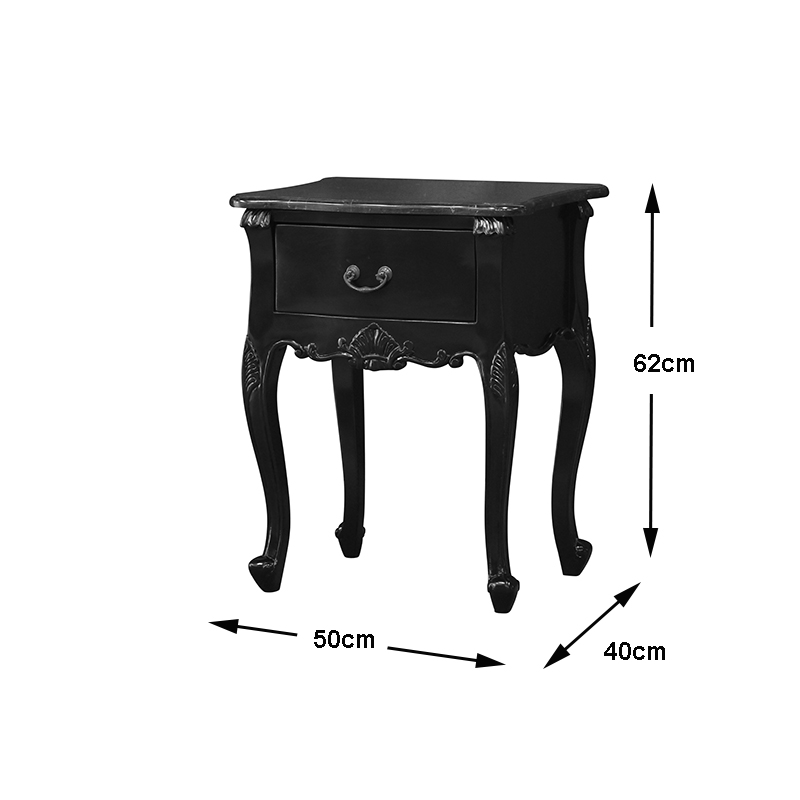 French-Furniture-LXV059-French Moulin Bedside Cabinet with Marble Top DIMINS WOO