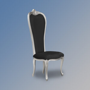 Louis XV Wedding Chair - Silver Frame & Black Velvet Upholstery