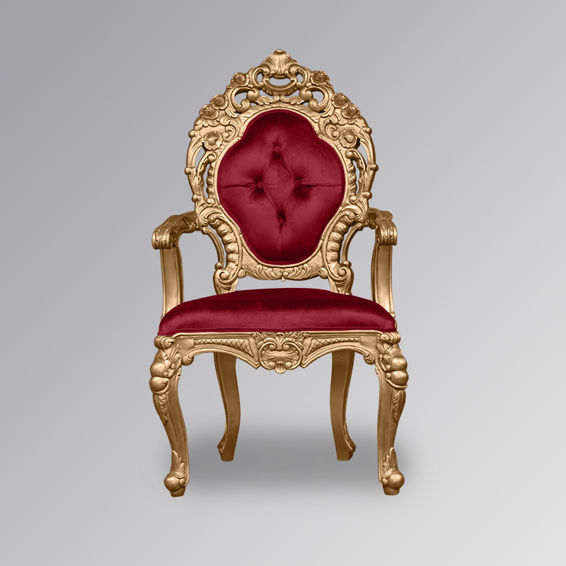 Louis XV Cadice Mini Throne Chair Gold Frame Red Velvet Upholstery