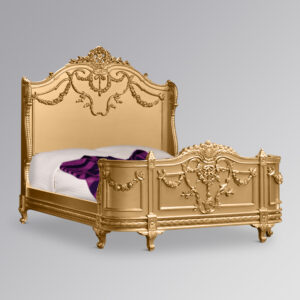 Louis XV Laylah Sleigh Bed in Gold Leaf