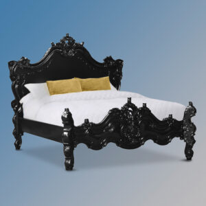 Louis XV Jezebel Sleigh Bed in French Noir Colour