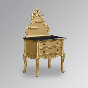 Louis XV D'Or Gold Leaf - Bedside Cabinet With Marble Top