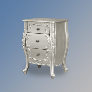 Louis XV Amelie Bedside Cabinet in Silver Leaf