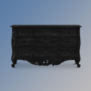 Louis XV Rococo 9 Drawer Chest - French Noir