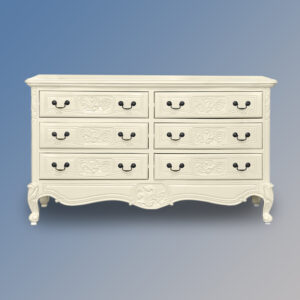 Louis XV 6 Drawer Cabinet Wide - French Ivory