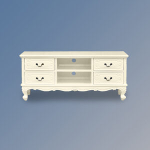 Louis XV Wide Screen Media Unit - Four Drawers French Ivory