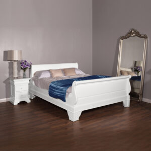 Versailles Sleigh Bed- French White - 4ft6 Double