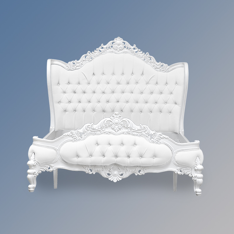 French-Furniture-Sleigh-Bed-LXV165 Louis XV Eloise WHITE FAUX WOO1