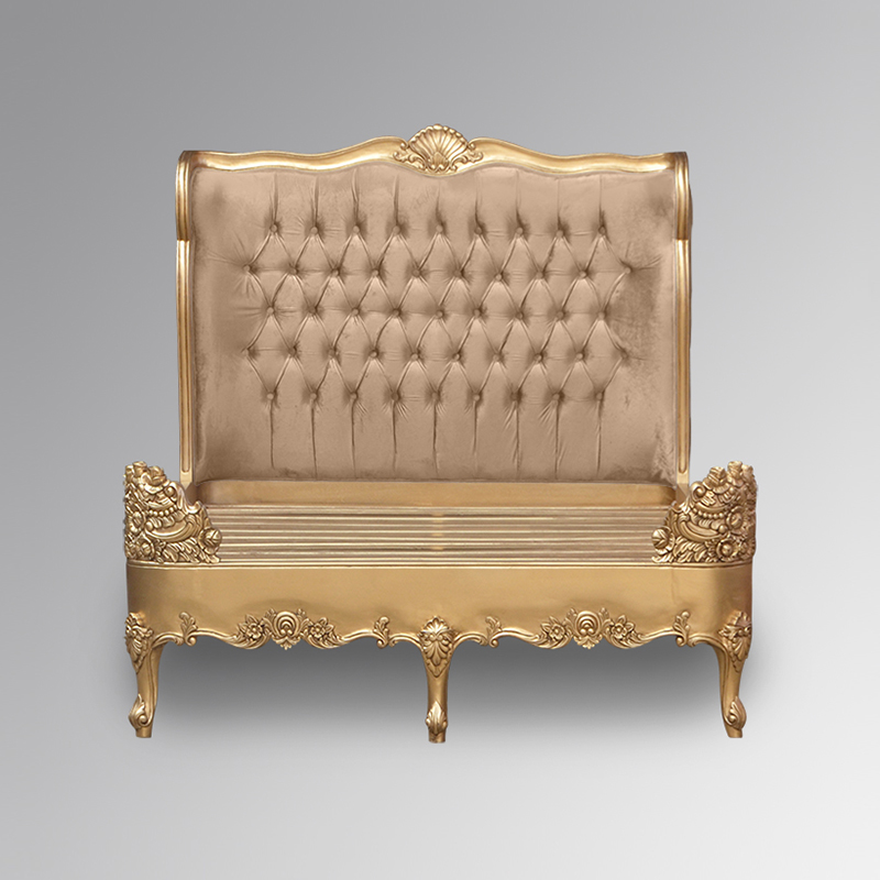 French-Furniture-sleigh-bed- IFC2204- Estee Bed with Gold Sand WOO1