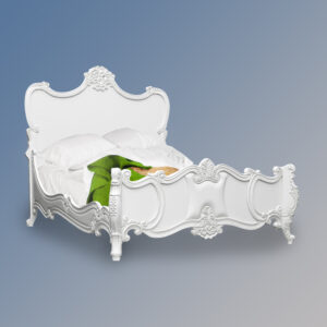 Louis XV - Genevieve Sleigh Bed in French White - 5ft Kingsize