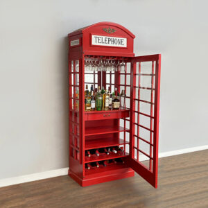Home Bar - Red Telephone Box Drinks Cabinet in Pillar Box Red - Warehouse