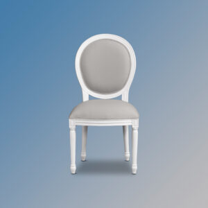 Louis XV Oval Chair - French White and Grey Upholstery