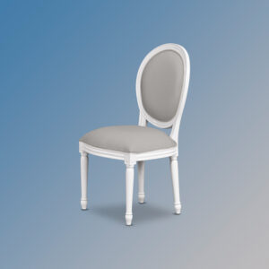 Louis XV Oval Chair - French White and Grey Upholstery