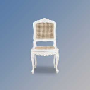 Louis XV Antoinette Bedroom Chair French White Frame with Natural Rattan