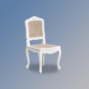 Louis XV Antoinette Bedroom Chair French White Frame with Natural Rattan