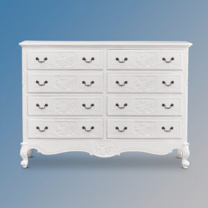 Louis XV 8 Drawer Cabinet Wide - French White