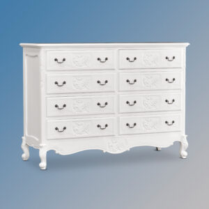 Louis XV 8 Drawer Cabinet Wide - French White