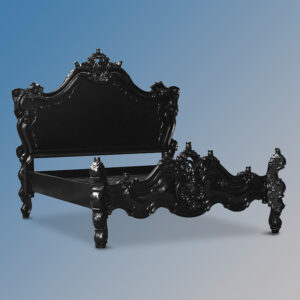 Louis XV Jezebel Sleigh Bed in French Noir Colour