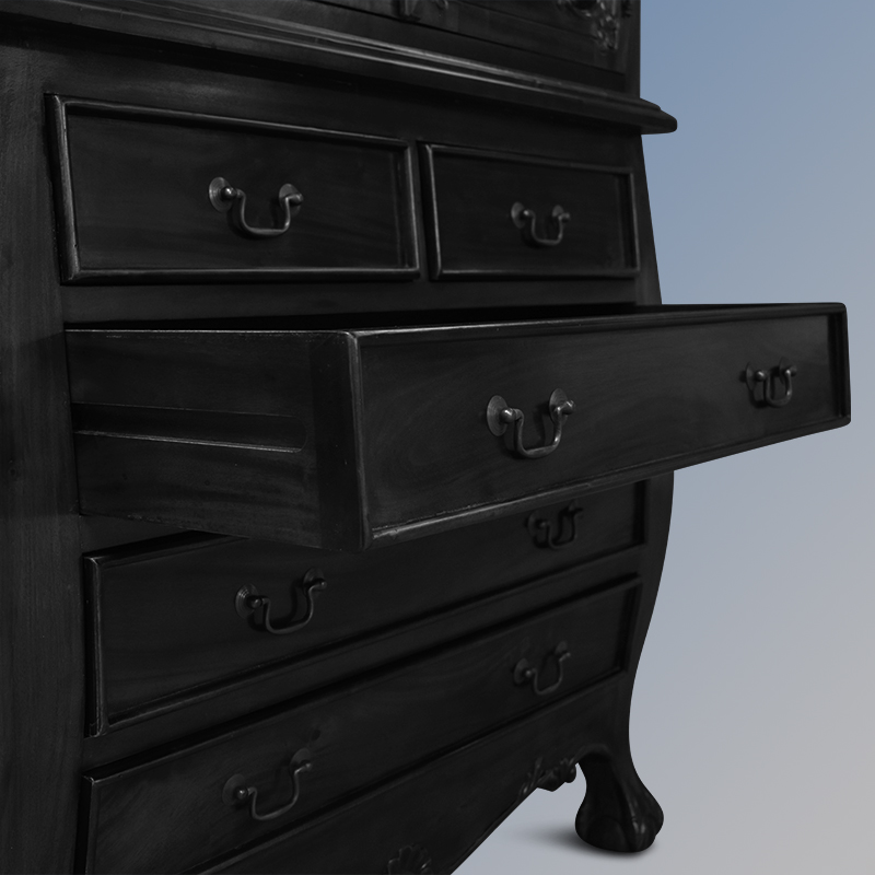 LXV238 Bombe Display Cabinet -NOIR W96xH210xD48cm (17)