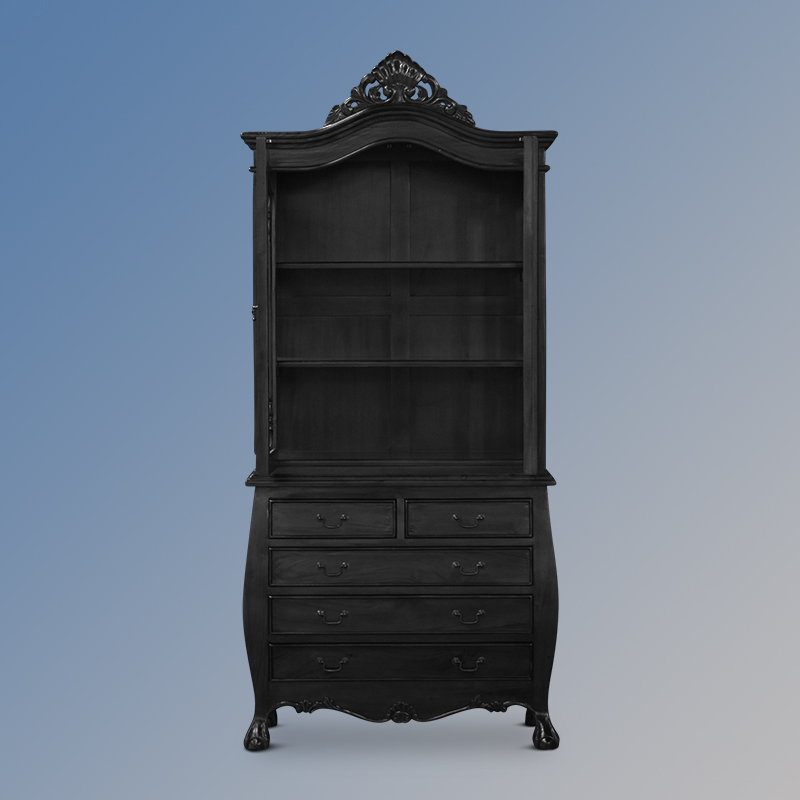 LXV238 Bombe Display Cabinet -NOIR W96xH210xD48cm (8)