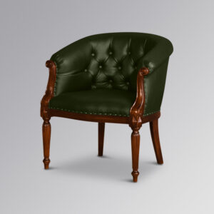 Isabella Armchair in Chestnut colour and Green Faux Leather
