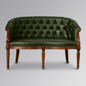 Isabella Sofa in Chestnut and Green Faux Leather