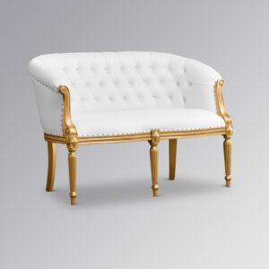 Isabella Sofa in Gold and White Faux Leather
