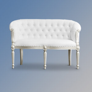 Isabella Sofa in Silver and White Faux Leather