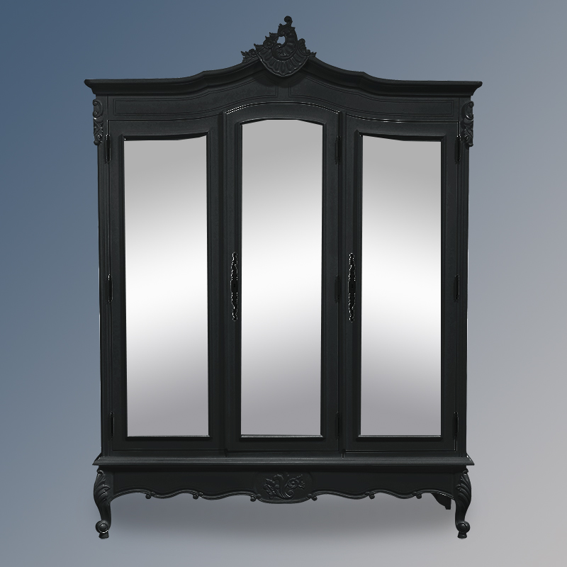 LXv022 LOuis XV Triple Solid Door W165 H221 D60cm Centre Mirror