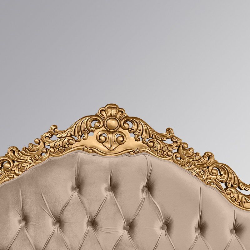 LXv165-6 Eloise Sleigh Bed 6_ft - Gold - Glamour Sand Velvet-W205xL225cm Head 160cm Foot 80cm (35)