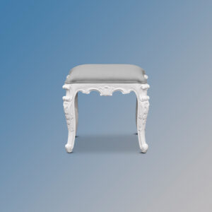 Chateau Dressing Table Stool in French White and Grey Upholstery