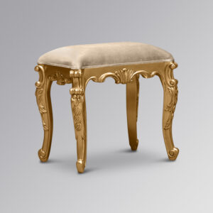 Chateau Dressing Table Stool in Gold Leaf and Sand Velvet Upholstery