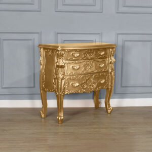 Louis XV Rococo Three Drawer Chest in Gold Leaf