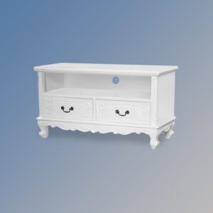 Louis XV Media Unit - Two Drawers in French White