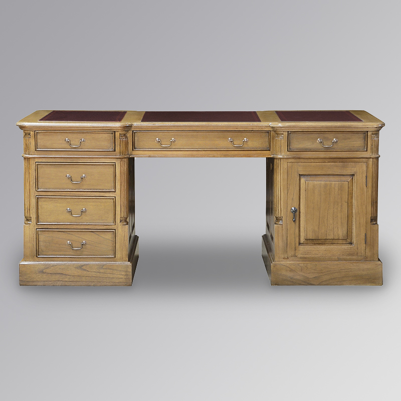 Office-Desk-Solid-oak-BB181SK Partner Desk-BB181SK-BURGUNDY Faux Leather WOO