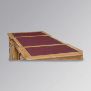 Partner Desk in French Oak - 150cm- Oxblood Faux Leather - Cupboards & Drawers