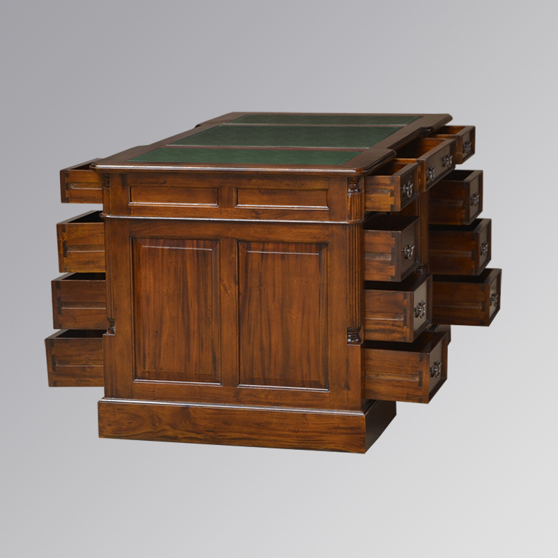 Partner-Desk-Office-BB181 Partner Desk GREEN Faux Leather WOO3