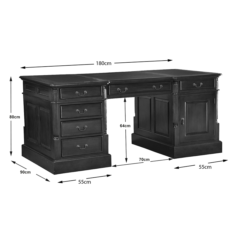 Partner-Desk-Office-BB181 Partner Desk Green Leather W180xH80xD80cm DIMINS WOO1