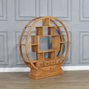 Asymmetric Circular Bookcase - Solid Teak