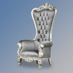 Lazarus King Chair - Silver Frame with Grey Velvet Upholstery