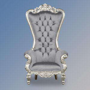 Lazarus King Chair - Silver Frame with Grey Velvet Upholstery