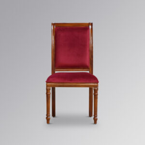 Scroll Back Chair with Wine Red Velvet - Chestnut Colour