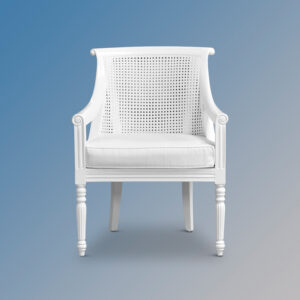 Rattan Scroll Back Armchair - French White Colour