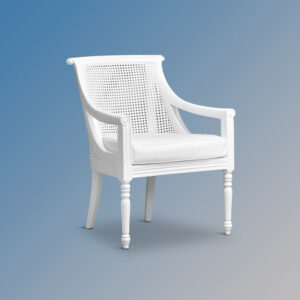 Rattan Scroll Back Armchair - French White Colour